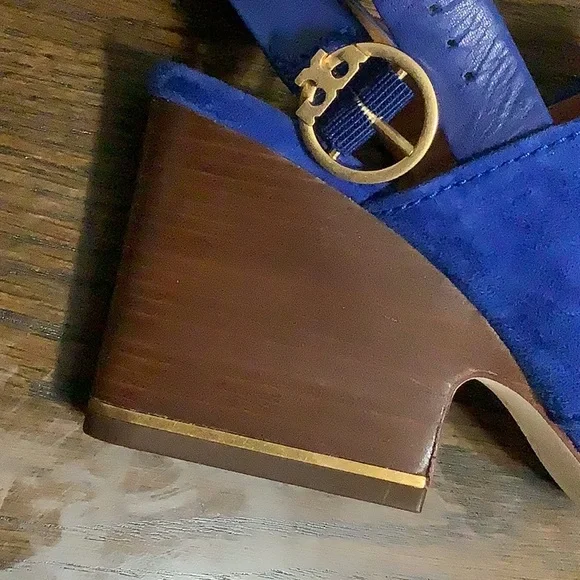 Tory Burch Nautical Blue Block Heel Sandals - Picture 10 of 11